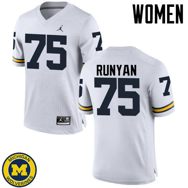 Womens Michigan Wolverines #75 Jon Runyan White College Game Jersey